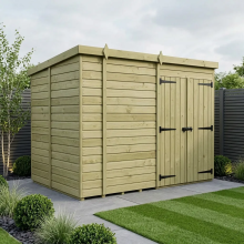 9 x 6 Pent Shed Tanalised (Double Door, No Windows)