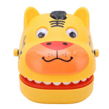 Push Teeth Biting Game Children Funny Cute Cartoon Tiger Shaped Finger Biting Toy for Holiday Party Yellow