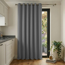 (Grey Ringtop-66"x84") Thermal Blackout Ready Made Curtains Room Divider Door Curtain - Single Panel