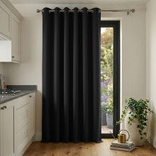 (Black Ringtop-66"x84") Thermal Blackout Ready Made Curtains Room Divider Door Curtain - Single Panel