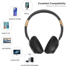 Opvouwbare draadloze hifi-stereohoofdtelefoon, Bluetooth 5.0-hoofdtelefoon met microfoon, mp3-radio en TF-kaartondersteuning, zwart