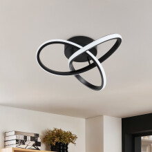 30cm Black Infinity Swirl LED Ceiling Light, 26W 6500K Cool White Modern Hallway Ceiling Lamp, Aluminum & Silicone Flush Mount Corridor Light