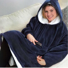 Blue Version - Winter Oversized Blanket with Sleeves Women's Warm Fleece Hoodie Sweatshirt