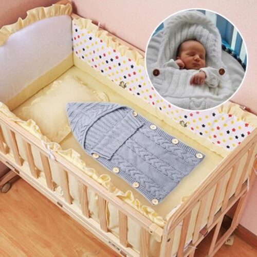 Knitted wool baby sleeping bag - TOMTOP - Grey - Plain - 70 x 140 cm 1
