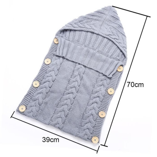 Knitted wool baby sleeping bag - TOMTOP - Grey - Plain - 70 x 140 cm 2