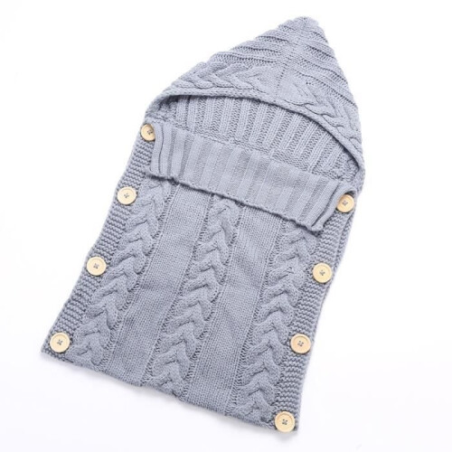 Knitted wool baby sleeping bag - TOMTOP - Grey - Plain - 70 x 140 cm 2