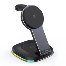 201 3-in-1 opvouwbaar magnetisch draadloos laadstation voor iPhone / iWatch / AirPods - Zwart