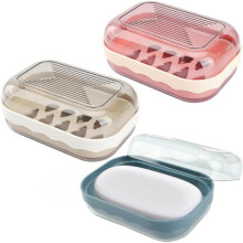 3-Piece Travel Soap Dish Set, Portable Soap Box, Leakproof and Sealed Soap Containers for Travel, Home, Bathroom, Camping