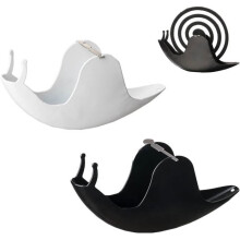 Porta incenso - GRANDE - Lumaca - Metallo - Bianco e nero - 17,5x9 cm
