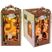 Book Nook - 3D Wooden Puzzle - Dollhouse with LED DIY Bookend - Crafts, Hobbies, Gifts (Fairy Flower House) ODIPIE