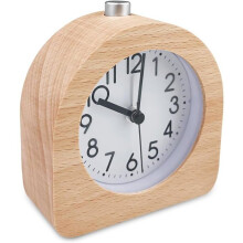Stille, op batterijen werkende wekker, geen tikgeluid, vintage houten design, klassieke analoge klok met snooze-functie, geschikt