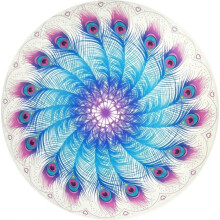 Rond strandhanddoek wandkleed, tafelkleed wanddecoratie, strandhanddoek van microvezel met pauwenprint, ronde yogamat/sjaal
