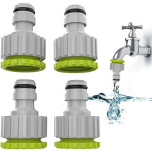 Set van 4 2-in-1 kraanaansluitingen, 1/2" en 3/4" tuinkraanaansluitingen, slangkoppelingenset