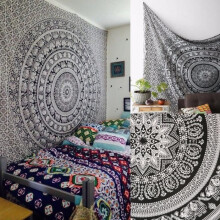 Indiase Mandala Wanddecoratie - TEMPSA - Grijs - Polyester - Etnisch