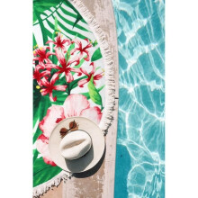 Ronde mandala strandhanddoek van extra dik katoen met franjes - Wit - Diameter 150 cm