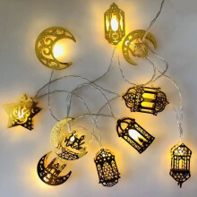1,65 m LED-lichtslinger met maan en sterren, Eid Mubarak Ramadan-decoratie voor thuis, islamitische evenementen en feesten.
