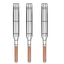 3-delige roestvrijstalen barbecuegrillmand, barbecuegrillgereedschap, gaasgrillmand voor vis, groenten en biefstuk
