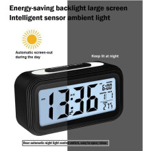 Digitale wekker, elektronische digitale wekker met datumweergave, werkt op batterijen.