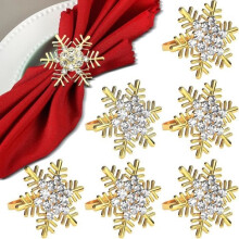 Servetringen - Kerst - 6 stuks - Goud - Sneeuwvlok - Zinklegering