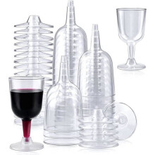 50 Stück Kunststoff-Weingläser, 170 ml, durchsichtige Weingläser für Weinproben, Partys, Wassergläser, mit oder ohne Stiel