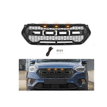 (black rofd white led) Matte Black Honeycomb Grille Front Bumper Mask Mesh Amber Led Racing Grills Upper Grid For Ford Escape Kuga 2017 2018 2019