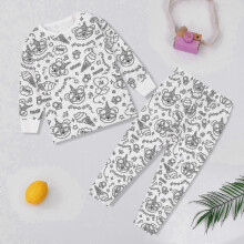 (7-8Years, Ice Cream) DIY Graffiti Pajamas Set for Kids, Color Your Own Sleepwear for Boys & Girls