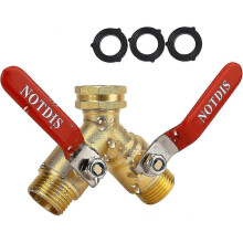 Hose Splitter 2 Way Heavy Duty Brass Garden Hose Splitter with 304 Stainless