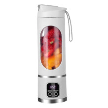 (White) 450ml Portable Mini Juicer Cup, USB Rechargeable Blender for Smoothies, Fruits & Ice, Travel Juice Maker