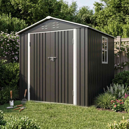 Birchtree BIRCHTREE Garden Shed With Window 6X6FT Anthracite