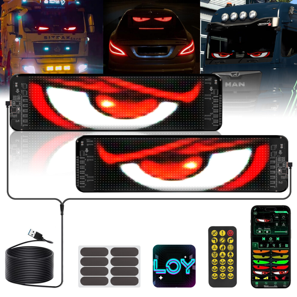 2Pcs Diy Car Dynamic Devil Led Eyes, Smart Colorful Eye Lamp Soft Screen For Car Windowsï¼Programmable Remote Control Flexible Led Display Lights 785396750059
