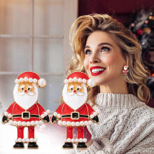 Rose Flower Stud Earrings with Heart Double Hoop Dangle, 1 Pair Christmas Snowman Alloy Earrings for Women, Compatible with winter fashion