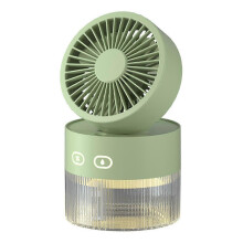 (Plug In, Green) LED Humidifier Cooling Fan, Small Desktop Air Cooler Personal Humidifier Fan for Office Bedroom
