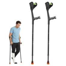 Set of 2 Forearm Crutches, 10-Level Adjustable Folding Lightweight Aluminum Crutches with Ergonomic Handle for Rehabilitation & Mobility Aid (Black)