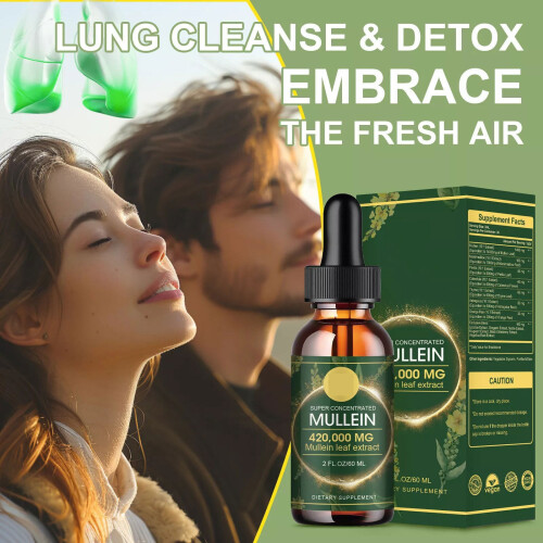 (60ml) Mullein Leaf Extract Super Concentrated 420,000MG 2 Oz/60 ML Lung Cleanse Drops 1
