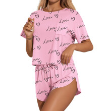Damen-Pyjama-Set, sexy Loungewear-Set, kurzes Pyjama-Set-Rosa S