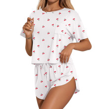Damen-Pyjama-Set, sexy Loungewear-Set, kurzes Pyjama-Set-Weiß XL