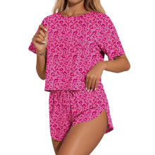 Damen-Pyjama-Set, sexy Loungewear-Set, kurzes-Fuchsia XL
