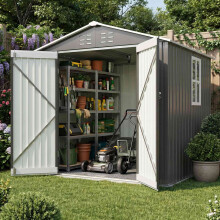 BIRCHTREE Garden Shed With Window 6X6FT Grey
