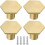 4 PCS Brass Hexagon Knobs 34mm Solid Single Hole Knobs with Screws Brass Handle for Cabinet Dresser Cupboard Door (Gold) 1
