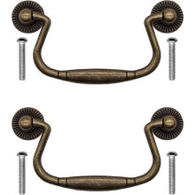 Set aus 2 antiken, klappbaren Schubladengriffen aus Bronze-Eisen, 100 x 50 mm, für Schranktüren, Kommoden, Küchen, Sideboards usw.