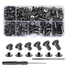 Packung mit 110 Chicago M5 Flachkopfschrauben für Leder – inklusive Innensechskantschrauben und Hohlnieten für Leder, Gürtel, Gepäck