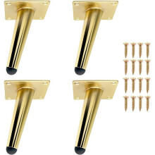 Set van 4 meubelpoten van 12 cm, goudkleurige schuine metalen tafelpoten, duurzame tafelpoten, bankpoten ter vervanging