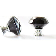 10 pomelli in vetro di cristallo effetto diamante per porte, mobili, cassetti e armadi - Neri