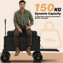300L Foldable Wagon - Heavy Duty Collapsible Cart - Beach Trolley on Wheels All