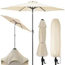 Kingsleeve 3m Aluminium Parasol with Crank Handle, Tilt, Cover, UV 80+ Protecti