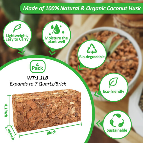 Riare 4 Pack Coco Husk Chips for Plants Organic Coco Chips Substrate High Expans 1