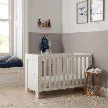 Tutti Bambini Alba 3-in-1 Baby Cot Bed Bundle (0-4 years) 120x60 cm - Convertible Baby Bed with Eco-Fibre Mattress included (White)