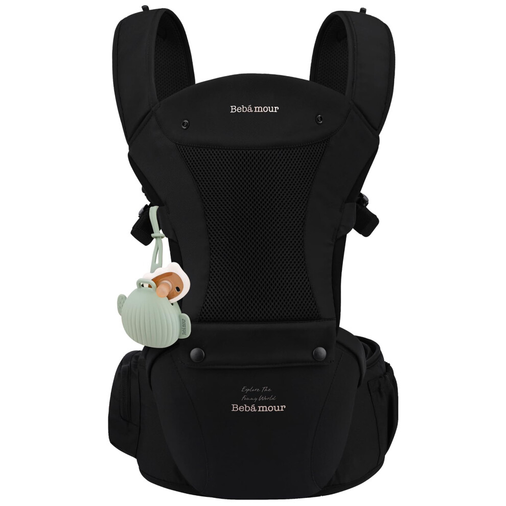 Bebamour Baby Carrier Newborn to Toddler, Ergonomic Hip Seat Carrier 0–36 Months, Adjustable Waist Belt with Head Hood, Teething Pads & Waist Extend-image-OPC-PWNB8CV-NEW