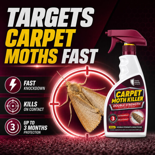 Carpet Moth Killer Spray 500ml Double Strength – Moth Killer Spray for Carpets, 1