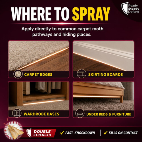 Carpet Moth Killer Spray 500ml Double Strength – Moth Killer Spray for Carpets, 2
